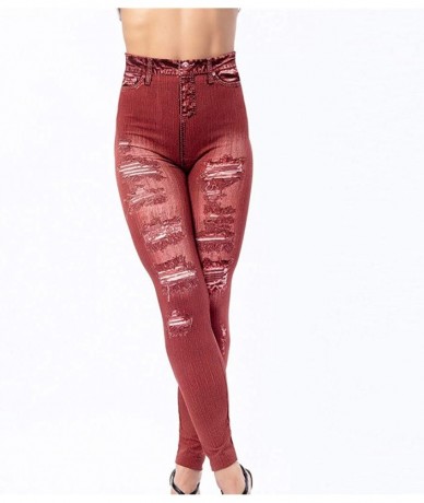 Tankinis 2020 Fashion Leggings for Women High Waist Print Jeggings Womens Juniors Classic Imitate Denim Skinny Jeans Red 4 - ...