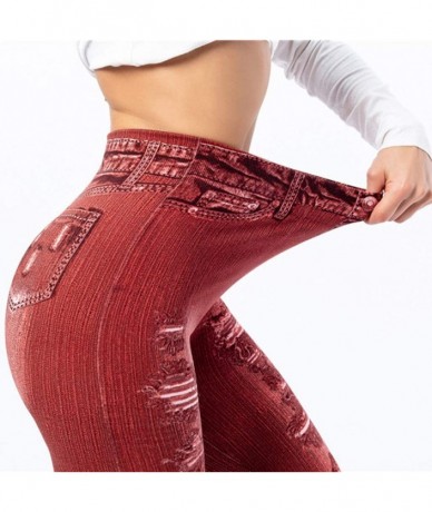 Tankinis 2020 Fashion Leggings for Women High Waist Print Jeggings Womens Juniors Classic Imitate Denim Skinny Jeans Red 4 - ...