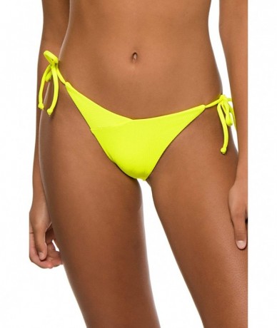 Bottoms Women's Demi Neon Tie Side Hipster Bikini Bottom - Chartreuse - C5195OA978K $86.47