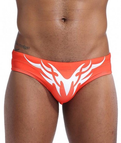 Board Shorts Mens Sexy Swim Briefs Square Leg Swimsuit Swimwear with Pad - Orange - CX194UHSKDC $32.64