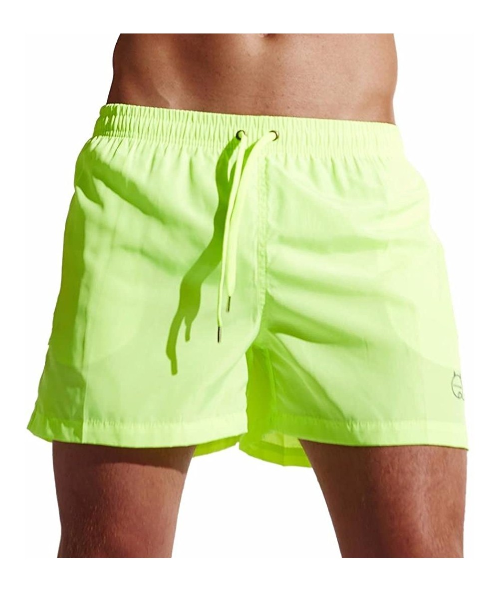 Trunks Men's Summer Shorts Swim Trunks Quick Dry Beach Surfing Running Pants - Green - CQ18E5KX0W0 $26.35