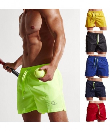 Trunks Men's Summer Shorts Swim Trunks Quick Dry Beach Surfing Running Pants - Green - CQ18E5KX0W0 $26.35