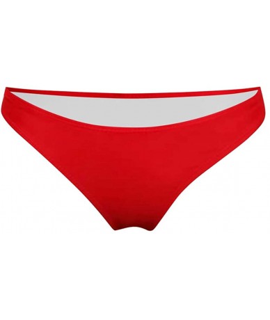 Bottoms Women's Strappy Bikini Bottoms High Cut Swim Bottom Ruched Swimwear Briefs Basic Bathing Suit Bottom - Red - CZ194QZT...