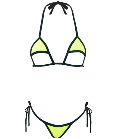 Sets Micro Bikini Extreme Swimsuit for Women Various Sexy Style - Chartreuse - C017YWW65QN $33.17