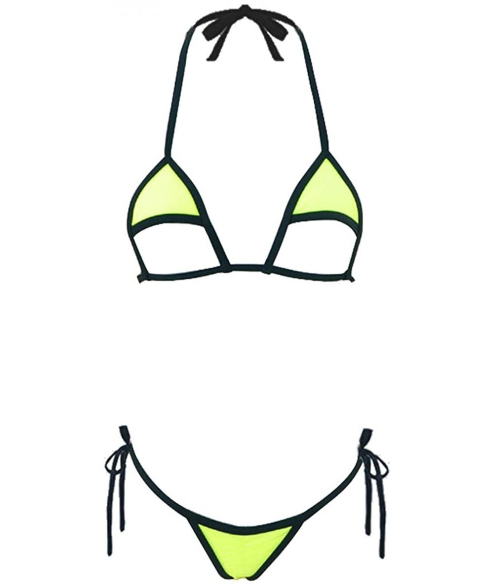 Sets Micro Bikini Extreme Swimsuit for Women Various Sexy Style - Chartreuse - C017YWW65QN $33.17