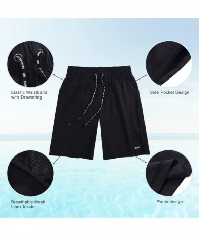 Trunks Men's Swim Trunks with Mesh Lining - Black - CS18SW8CX6E $33.59