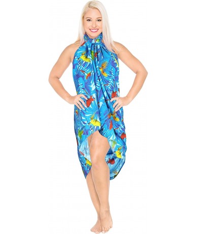 Cover-Ups Women's Plus Size Sarong Swimsuit Cover Up Beach Wrap Skirt Full Long N - Blue_a763 - CL12O7MB9LY $21.79