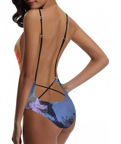 One-Pieces Sea Turtle Dolphin Sea Life V-Neck Women Lacing Backless One-Piece Swimsuit Bathing Suit XS-3XL - Design 10 - CV18...