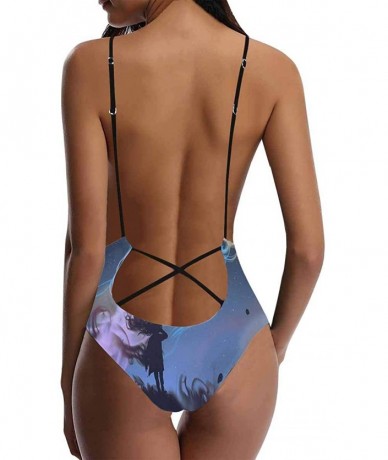 One-Pieces Sea Turtle Dolphin Sea Life V-Neck Women Lacing Backless One-Piece Swimsuit Bathing Suit XS-3XL - Design 10 - CV18...