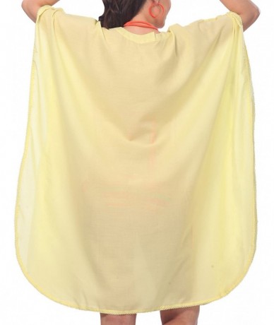 Cover-Ups Women's Caftan Poncho Party Evening Dress Beach Cover Ups Embroidered - Autumn Yellow_k687 - C711OZYWK61 $45.55