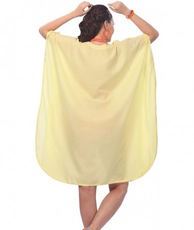 Cover-Ups Women's Caftan Poncho Party Evening Dress Beach Cover Ups Embroidered - Autumn Yellow_k687 - C711OZYWK61 $45.55