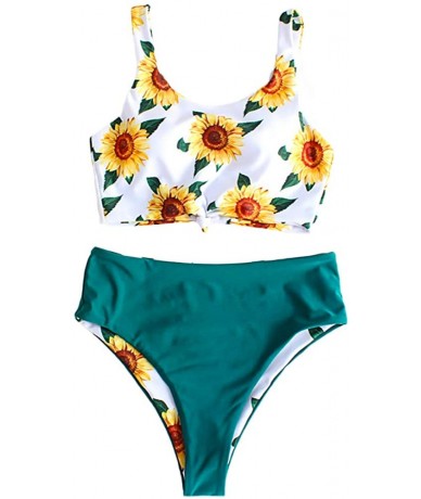 Sets Women's Sunflower Bikini Set 2 Piece Sexy Bathing Suit Lace Up Bikini Set Swimwear High Waist Printed Bikini Swimsuit Se...