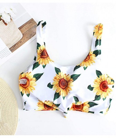 Sets Women's Sunflower Bikini Set 2 Piece Sexy Bathing Suit Lace Up Bikini Set Swimwear High Waist Printed Bikini Swimsuit Se...