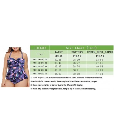 Bottoms Womens Plus Size Halter Neck Peplum Tankini Two Piece Bathing Suit Swimwear Swimsuit(M-XXXL) - Purple - CJ18UKSI79T $...