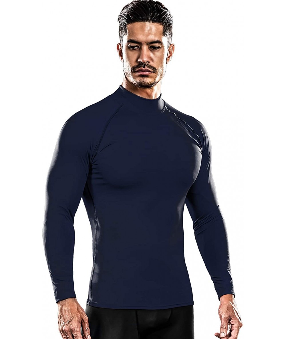 Rash Guards Men's Thermal Wintergear Fleece ColdGear Compression Baselayer Long Sleeve Under Top T Shirts - Hot Sdna34-dark N...