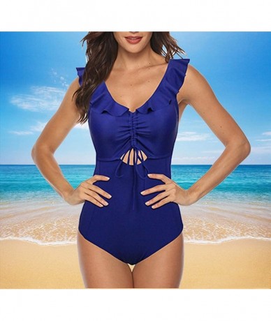 Bottoms Women's Athletic Training Adjustable Strap One Piece Swimsuit Swimwear Bathing Suit - F-blue - CA1947NL229 $33.63