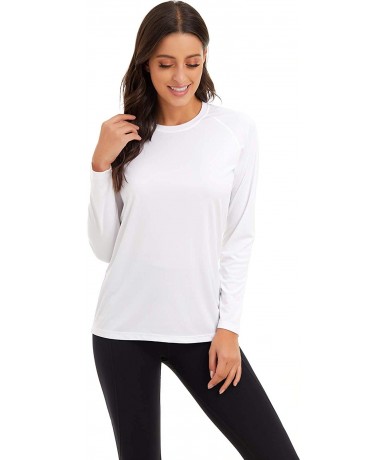 Rash Guards Womens UPF 50+ Sun Protection Crewneck Shirts Long Sleeve Outdoor Rashguards - White - CO1980L2QCT $37.33