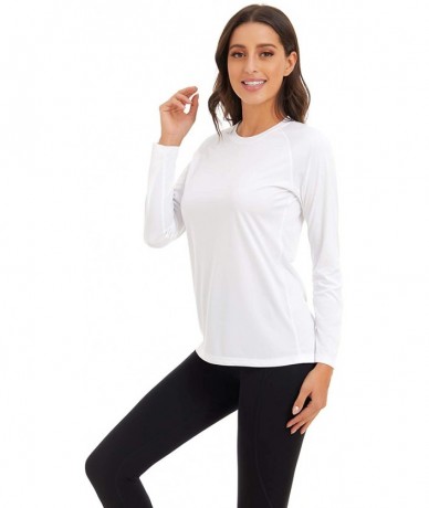 Rash Guards Womens UPF 50+ Sun Protection Crewneck Shirts Long Sleeve Outdoor Rashguards - White - CO1980L2QCT $37.33