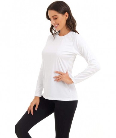 Rash Guards Womens UPF 50+ Sun Protection Crewneck Shirts Long Sleeve Outdoor Rashguards - White - CO1980L2QCT $37.33