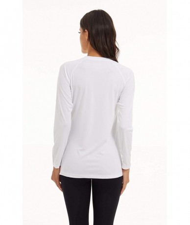 Rash Guards Womens UPF 50+ Sun Protection Crewneck Shirts Long Sleeve Outdoor Rashguards - White - CO1980L2QCT $37.33