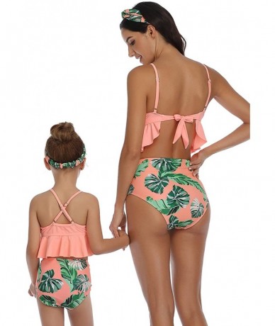 Sets Swimwear Spaghetti Straps Floral Mom and Baby Swimsuit Two Piece Bikini Swimwear - Orange - CM196OSKYIA $29.26