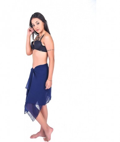 Cover-Ups Beach Cover up Sarongs in Mixed Sizes and Color in Long Sarong - Navy+sky Blue - CW18KORU02L $22.93