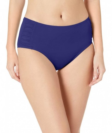 Bottoms Women's Side Shirring High Waist Swim Bottom - Core Super Solid Navy - CO18KHHQ5YL $59.58