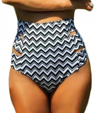 Bottoms Women's Retro Bikini Bottoms High Waisted Bandage Cheeky Swim Underwear Swimsuit Shorts - Striped - CH18OSS0QD9 $22.35