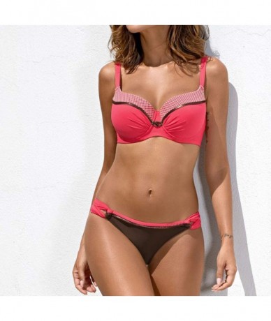 Sets Bikinis for Womens Padded Push-up Bra Bikini Set Swimwear Swimsuit Bathing Suit Beachwear - A Red - CL18SQGHX36 $28.36