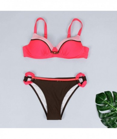 Sets Bikinis for Womens Padded Push-up Bra Bikini Set Swimwear Swimsuit Bathing Suit Beachwear - A Red - CL18SQGHX36 $28.36