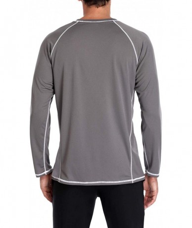 Rash Guards Men's Long Sleeve Rashguard Sun Shirt UV Protect Athletic Shirts UPF 50 - Gray - CC18M72TDXT $26.88