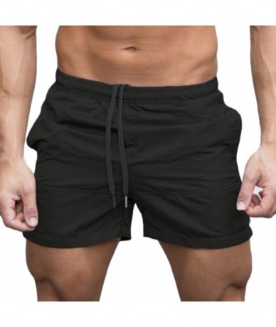 Trunks Men's Pants Summer Casual Elastic Waistband Shorts Workout Athletic Jogger Shorts Pants - Black - CY18U0AK0Y8 $26.18