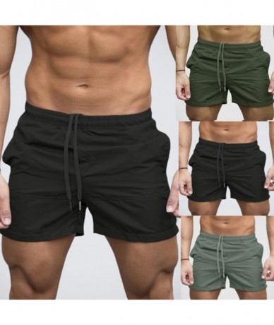 Trunks Men's Pants Summer Casual Elastic Waistband Shorts Workout Athletic Jogger Shorts Pants - Black - CY18U0AK0Y8 $26.18