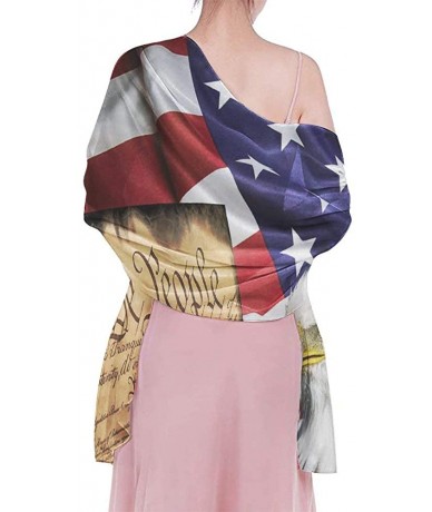 Cover-Ups Women Fashion Shawl Wrap Summer Vacation Beach Towels Swimsuit Cover Up American Flag Patriotic Usa Bald Eagle and ...