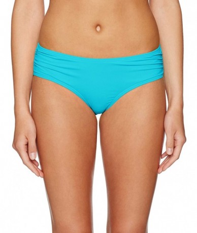 Bottoms Women's Bikini Bottom Swimsuit with Shirred Sides - Classic Solids Aquamarine - CV18M50MXAI $71.18