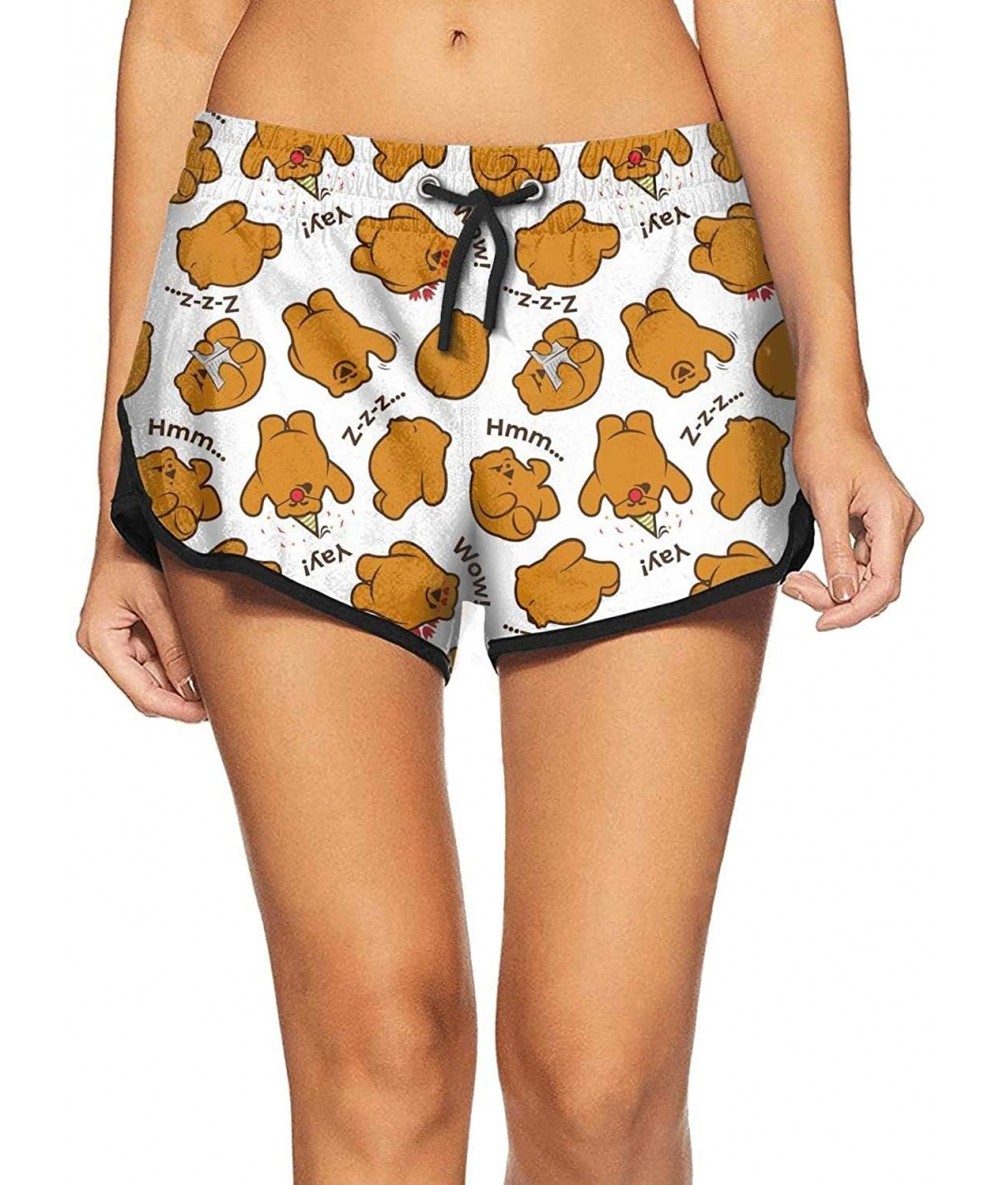 Board Shorts Girl Beach Pants Funny Bears Reading and Sleeping Athletic Shorts Beach Womens Shorts - Funny Bears Reading - CT...