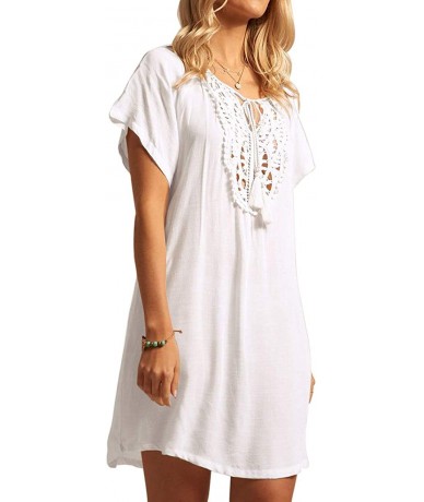 Cover-Ups Women's Swimsuit Cover Ups Summer Beach Bathing Suit Bikini Cover Up Dresses - White - CZ194CLHSGQ $34.99