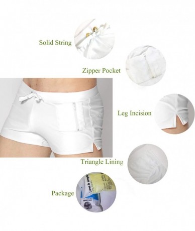 Trunks Mens Swimwear Short Swim Trunks with Zipper Pocket - White 1 - CA184R6ISZK $30.51