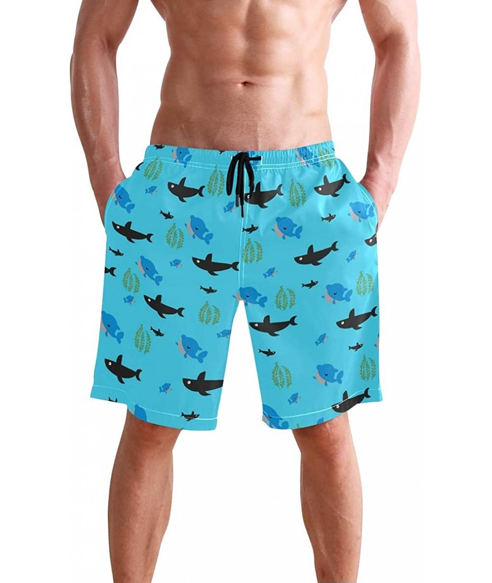 Board Shorts Men's Swim Trunks Hedgehog Cactus Quick Dry Beach Board Shorts with Pockets - Whales Seaweed - CO18QOQYKTZ $51.55