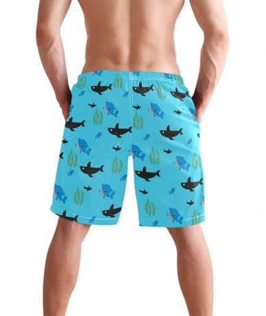 Board Shorts Men's Swim Trunks Hedgehog Cactus Quick Dry Beach Board Shorts with Pockets - Whales Seaweed - CO18QOQYKTZ $51.55