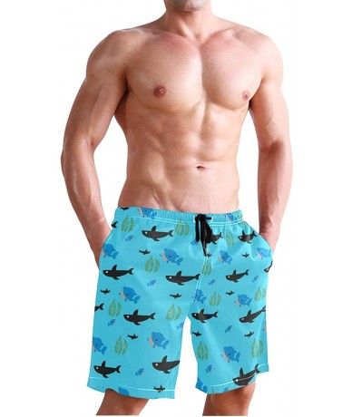 Board Shorts Men's Swim Trunks Hedgehog Cactus Quick Dry Beach Board Shorts with Pockets - Whales Seaweed - CO18QOQYKTZ $51.55