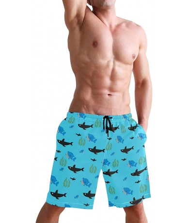 Board Shorts Men's Swim Trunks Hedgehog Cactus Quick Dry Beach Board Shorts with Pockets - Whales Seaweed - CO18QOQYKTZ $51.55