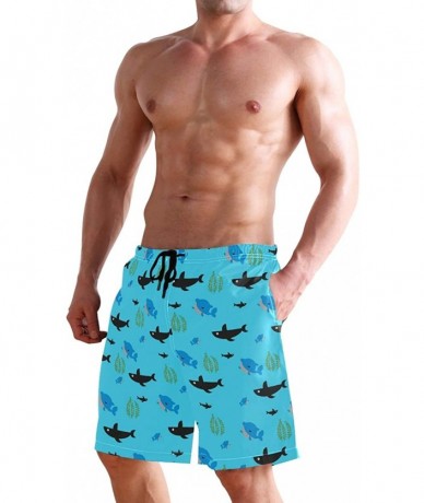 Board Shorts Men's Swim Trunks Hedgehog Cactus Quick Dry Beach Board Shorts with Pockets - Whales Seaweed - CO18QOQYKTZ $51.55