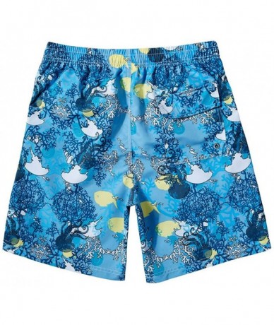 Trunks Frcisa Mens Slim Fit Quick Dry Lightweight Beach Surf Shorts Swim Trunks No Mesh Liner - Blue Fish - CH18D0ZX4GK $27.55