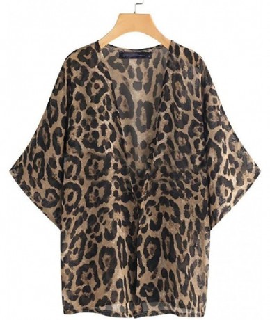 Cover-Ups Women Chiffon Loose Oversized Cover-up Dress Kimono Casual Cardigan 5 2XL - CH199EIYN6R $44.38