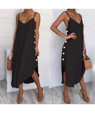 Sets Women Sexy Low Cut Irregular Loose Leisure Dress Elegant Party Prom Dresses - Black - CW199OZ74UE $45.17