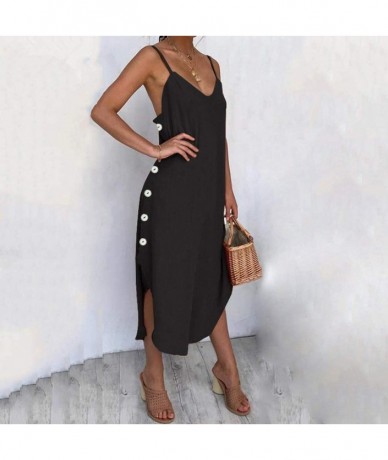 Sets Women Sexy Low Cut Irregular Loose Leisure Dress Elegant Party Prom Dresses - Black - CW199OZ74UE $45.17