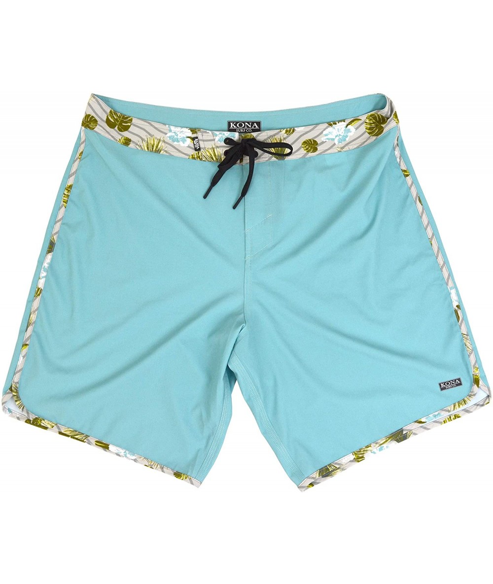 Board Shorts Drifter Scallop Mens Boardshort Swim Trunks Beach Quick Dry Swimming Shorts - Blue Floral - CJ18OK3847N $75.96