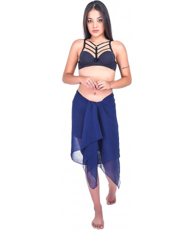 Cover-Ups Beach Cover up Sarongs in Mixed Sizes and Color in Long Sarong - Navy+sky Blue - CW18KORU02L $22.93