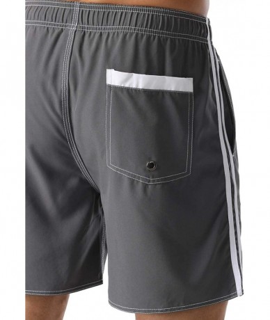 Board Shorts Men's Swim Trunks Water Sport Printed Quick Dry Drawsting - Gray-269 - CF18YH54E4K $36.07